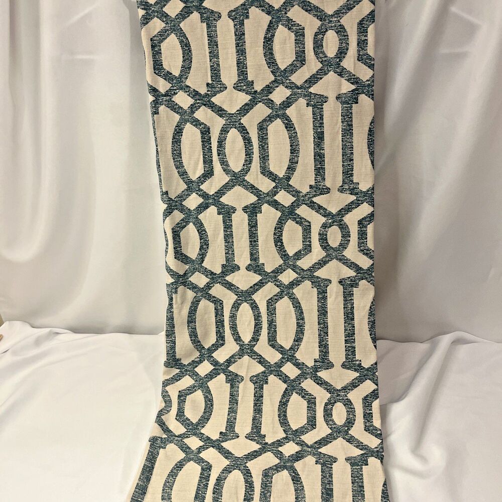 Threshold Blue & Tan Trellis Geometric Patterned Curtain Panels (Set of 2)